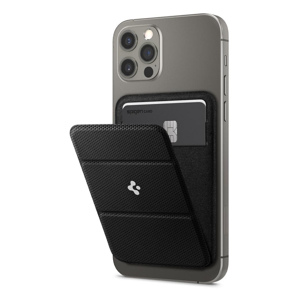 Spigen magsafe card holder smart rugged wallet for iphone 12/13 black