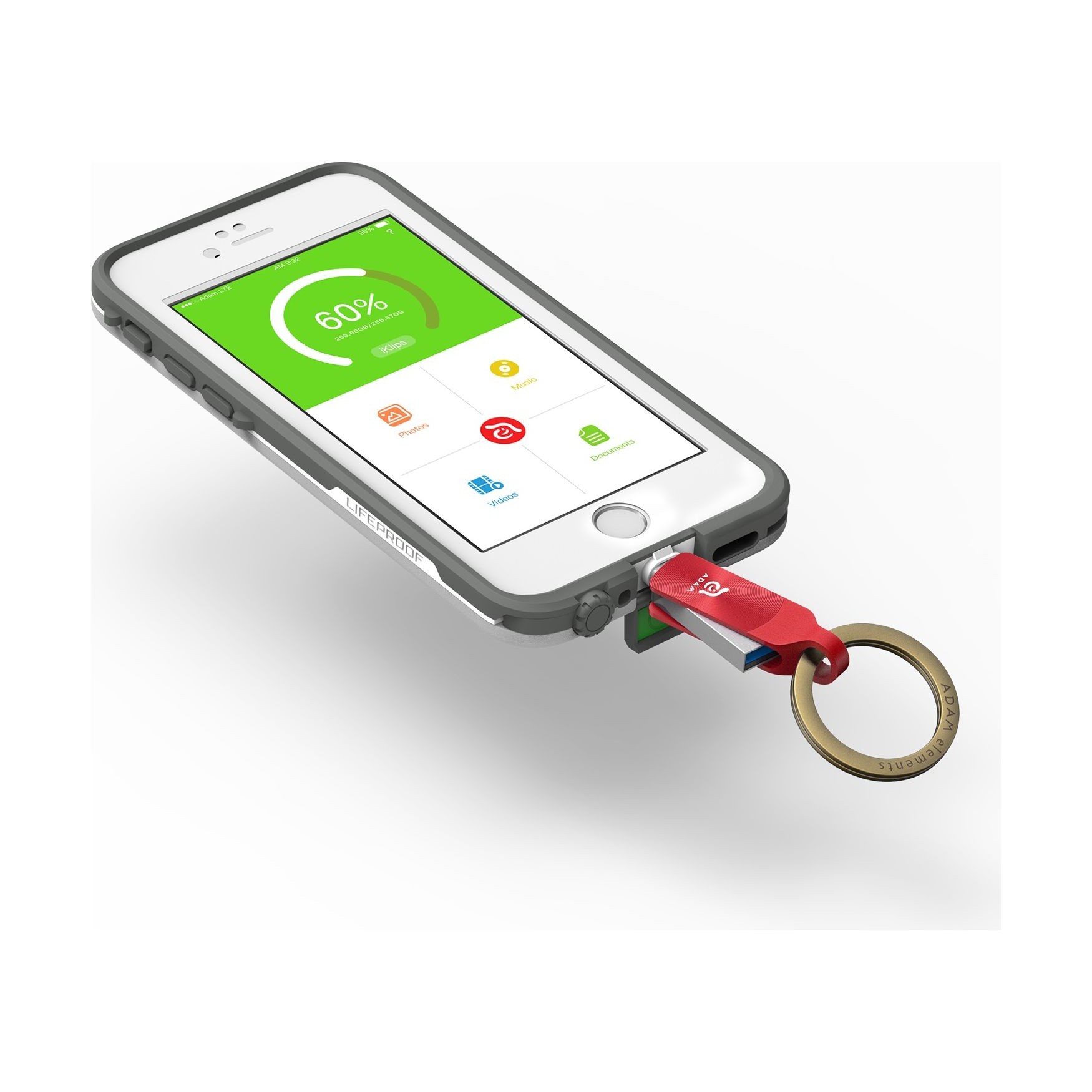 iKlips II 128GB Red-iPhone Lightning/USB 3.1 Dual-Interface Flash Drive 