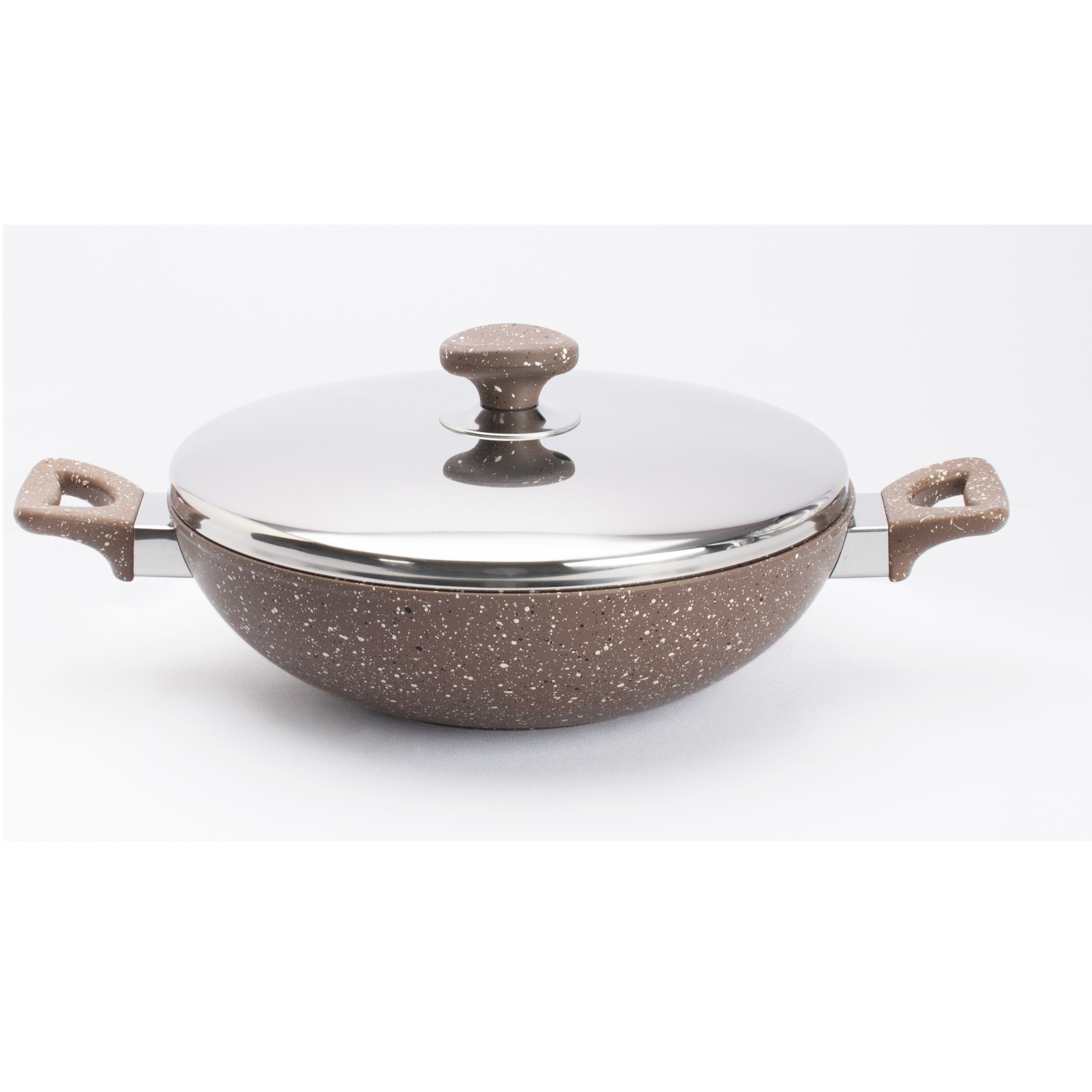 Saflon Granite Work Pan With Stainless Steel Lid 28 Cm Brown Xcite