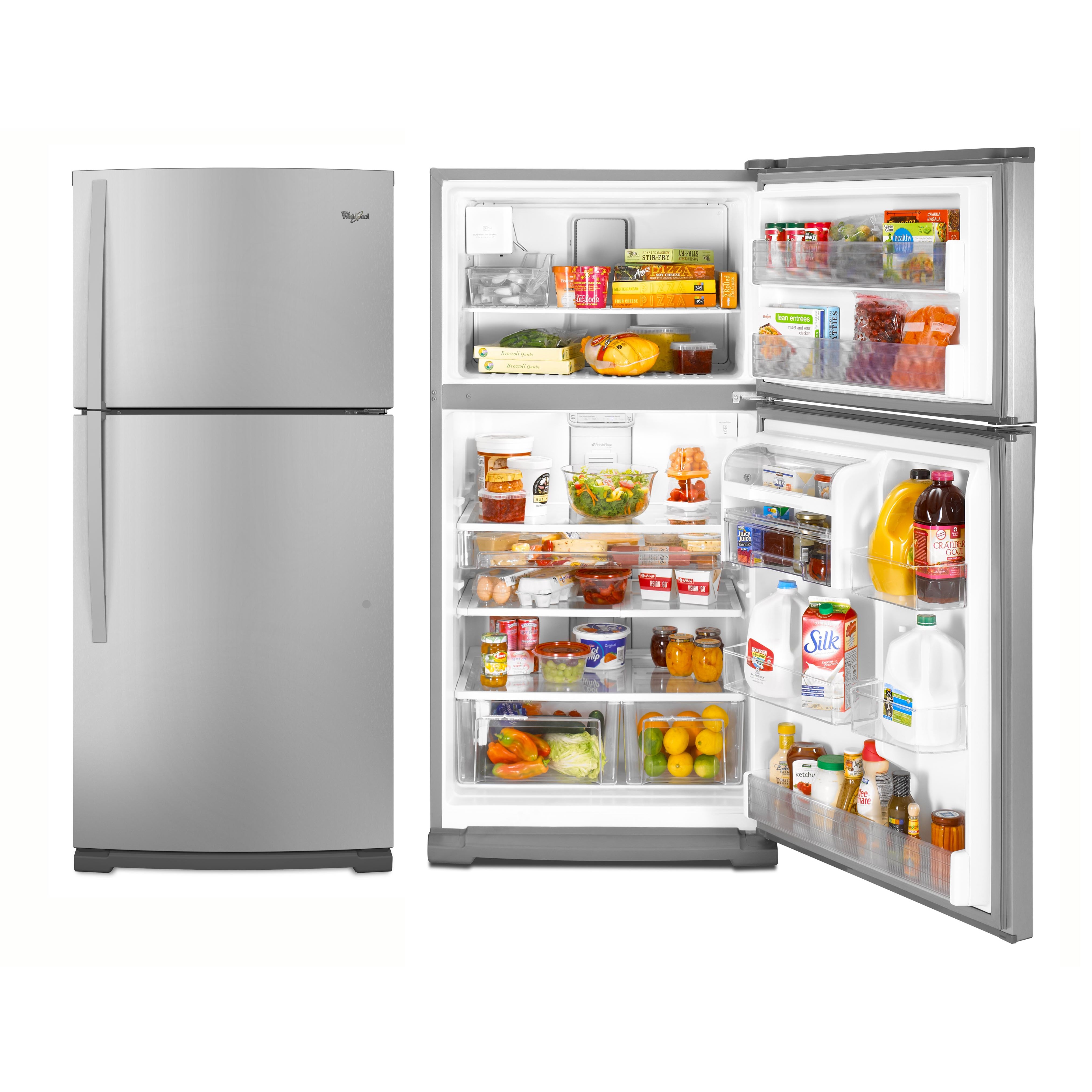 stainless whirlpool top freezer refrigerator