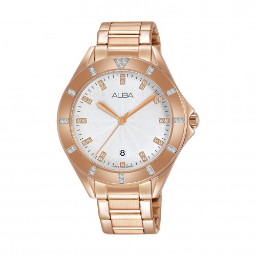 Alba Ladies Fashion 37 mm Analog Metal Watch (AG8H54X1) - Rose Gold