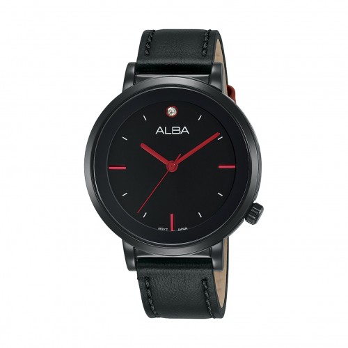 Alba Ladies Fashion Analog 37 mm Leather Watch (AH8389X1) - Black