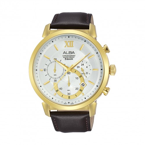 Alba Gent's Chronograph 40 mm Leather Watch (AT3C42X1) - Brown