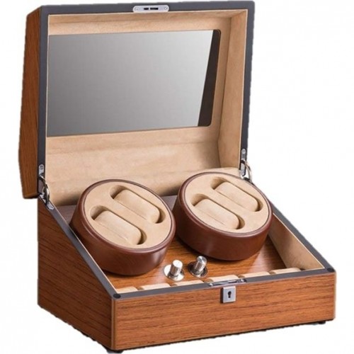 4+6 Luxury Brown Lacquer Wood Box Automatic Watch Winder