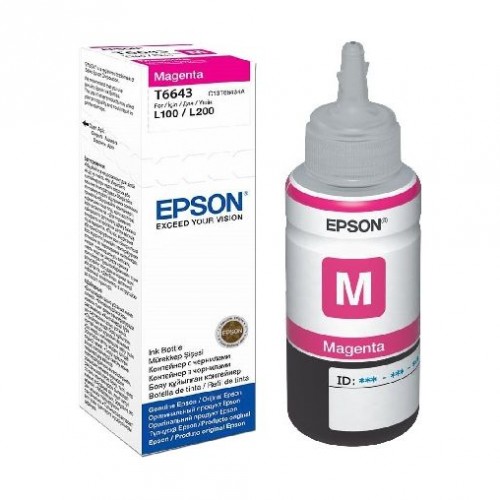 Epson T6643 Ink Bottle for InkJet Printing 6500 Page Yield - Magenta (70 ml)