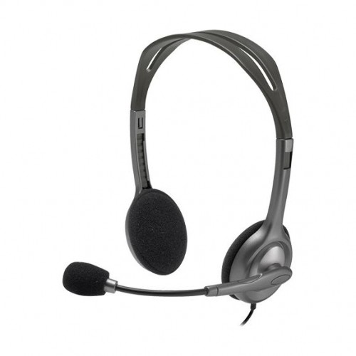 Logitech H111 Wired Over The Head Stereo Headset With Noise Canceling Mic (981-000593) – Grey / Black 