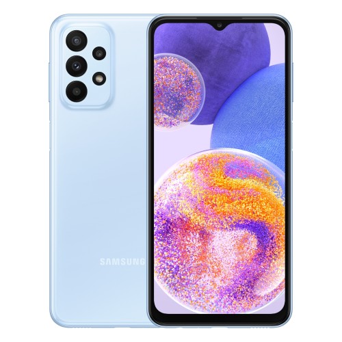 Samsung Galaxy A23 128GB Dual Sim Phone Blue Back Front