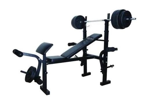 Wansa Fitness Exercise Bench With 50kg Weight Plates Black