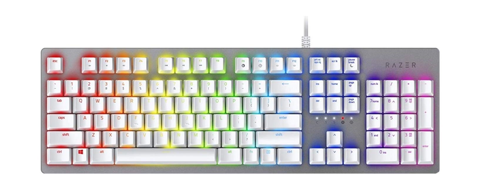 Opto-Mechanical Switches Durability of upto 100 Million Keystrokes US Layout Light and Clicky Gaming Keyboard Hybrid On-Board Memory and Cloud Storage White Razer Huntsman Mercury