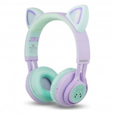 Riwbox Cat Ears Kids Bluetooth Headphones - Purple Green