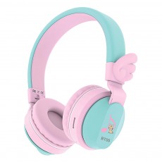 Riwbox Wings Kids Bluetooth Headphones - Pink Green