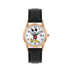 Disney MICKEY MOUSE Kids Watch, Analog, 35 mm, Leather Strap + Giftable Tin packaging, MK5376 – Black