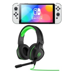 Nintendo Switch OLED Console - White + HP Pavilion 400 Gaming Headset - Black / Green