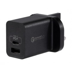Momax One Plug 2 Ports PD + QC 3.0 USB Fast Charger (UM13UKD) - Black