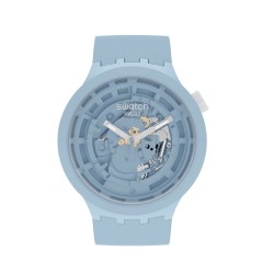 SWATCH C-Blue Watch, 41mm, Analog, Bio-Sourced Material Strap, SWASB03N100 – Blue