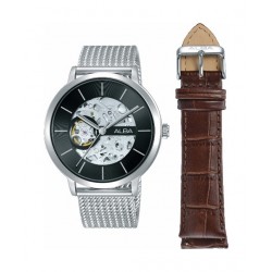 Alba Quartz 42mm Automatic Gent's Metal Watch with free leather Strap (A8A001X1) - Brown