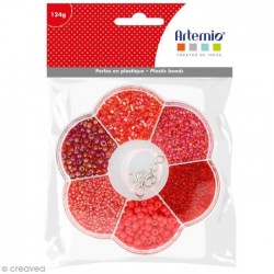 Assortment of Artemio plastic beads - Red - 130 g