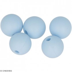 Set of round silicone beads - 10 mm - Pastel Blue - 5 pcs