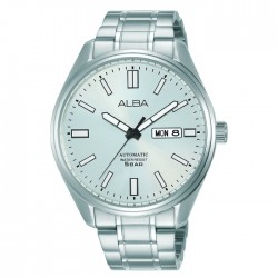 Alba 42mm Men's Analog Watch Silver white dial Stainless steel