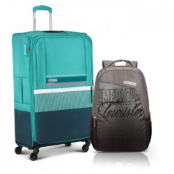 American Tourister Luggage Auriga A Green + COCO Black Backpack2