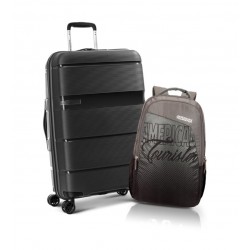 American Tourister Luggage Linex hard 66cm Black + COCO Black Backpack