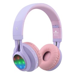 Riwbox Kids LED Wireless Headphones - Purple/Pink/Green