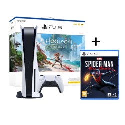Sony PlayStation 5 Console + Horizon Forbidden West Voucher Bundle + Marvels Spiderman Miles Morales Game