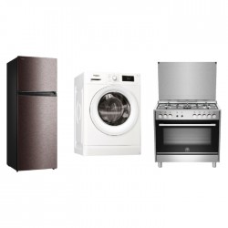 Toshiba Top Freezer Refrigerator + Whirlpool Front Load Washing machine +  Lagermania Gas Cooker 