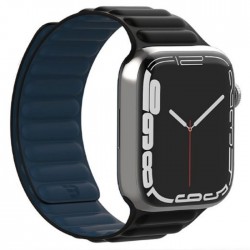 BAYKRON Silicone Magnetic Strap For Apple Watch 45mm, BKR-ST-45-BlK.BL - Black/Blue