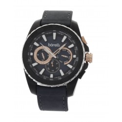 Borelli BMS12500041 Gents Chronograph Watch - Leather Strap – Black  