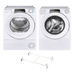 Candy washer 10KG 1600 RPM (RO 16106DWHC7-19) + Candy 10Kg Condenser Dryer - (RO H10A2TCE-19) + Wansa Washer and Dryer Stacking Unit - Stainless Steel