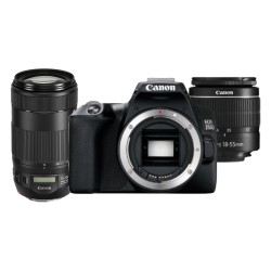 Canon EOS 250D DSLR Camera black color + Canon EF-S 18-55mm f/4-5.6 IS STM Lens + Canon EF 70-300mm f/4-5.6 IS II USM Lens 