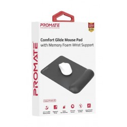 Promate AccuTrack-3 Non-Skid Mouse Pad With Memory Foam Wrist Support - Black