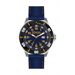 Jovial GS2007-54 Sports Analog Gents Watch – Leather Strap – Blue