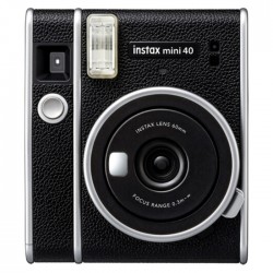 Instant Film Camera Fujifilm Instax Mini 40 Black Color Silver Accents Built In Flash