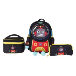 EQ Kids 3in1 Medium Backpack - Black Red Blue Robot