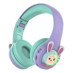 Riwbox Kids Bluetooth Rabbit Headphones - Purple Green