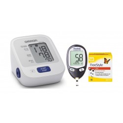 Omron Blood Pressure Monitor HEM-7121 + Strips + Glucose Monitor