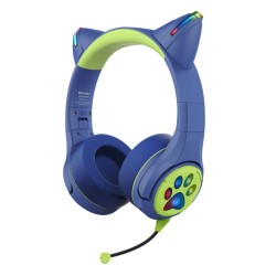 Riwbox Kids Cat Ears Bluetooth Headphones - Blue  Green
