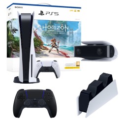Sony PlayStation 5 Console + Horizon Forbidden West Voucher + DualSense Wireless Controller - Midnight Black + HD Camera + DualSense Charging Station Bundle 