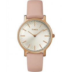Timex 39mm Ladies Leather Analog Watch (TW2R85200) - Pink