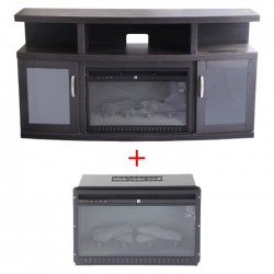 Wansa Upto 65-inch TV Stand with Fireplace Insert (WSM065F66) + Fireplace insert for TV Stand (SF122-26A) 