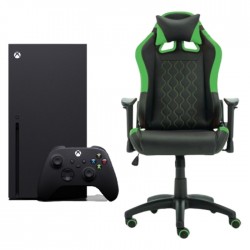 Xbox Series X 1TB Console + EQ RGC-5001-Kid E-sports Gaming Chairs Black/Green