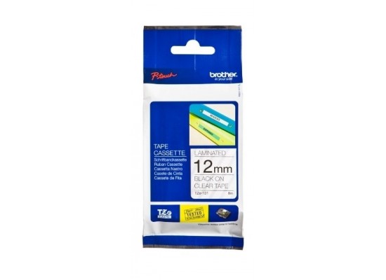 Brother Black On Clear Laminated Labeling Tape - 12mm (12TZ131)