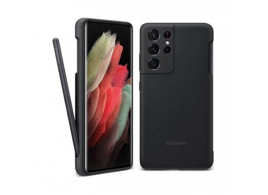 Buy Samsung galaxy s21 ultra 5g silicone cover with s pen (pg99ptb) - black in Saudi Arabia