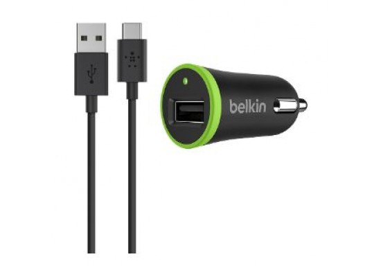 Buy Belkin usb-c to usb-a cable with universal car charger - black in Kuwait