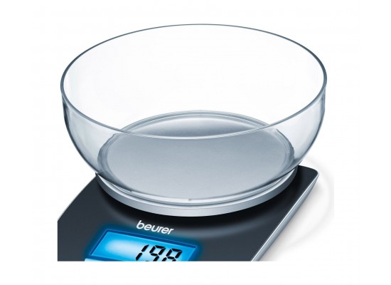 Beurer KS25 Kitchen Scale with Bowl and Illuminated Display