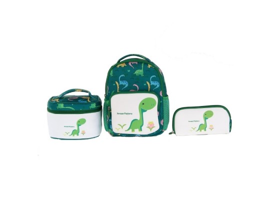 Large 3 set lunch box pencil school bag kids green colorful dino buy in xcite kuwait