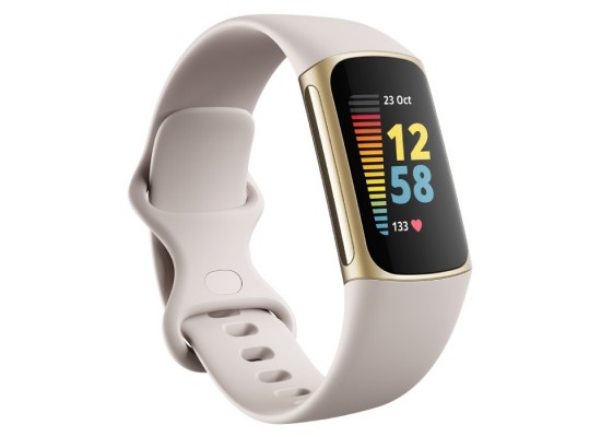 Buy Fitbit charge 5 fitness tracker - white / soft gold stainless steel in Saudi Arabia