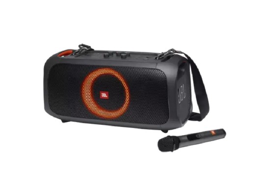 Buy Jbl partybox on-the-go portable party speaker with wireless mic in Saudi Arabia
